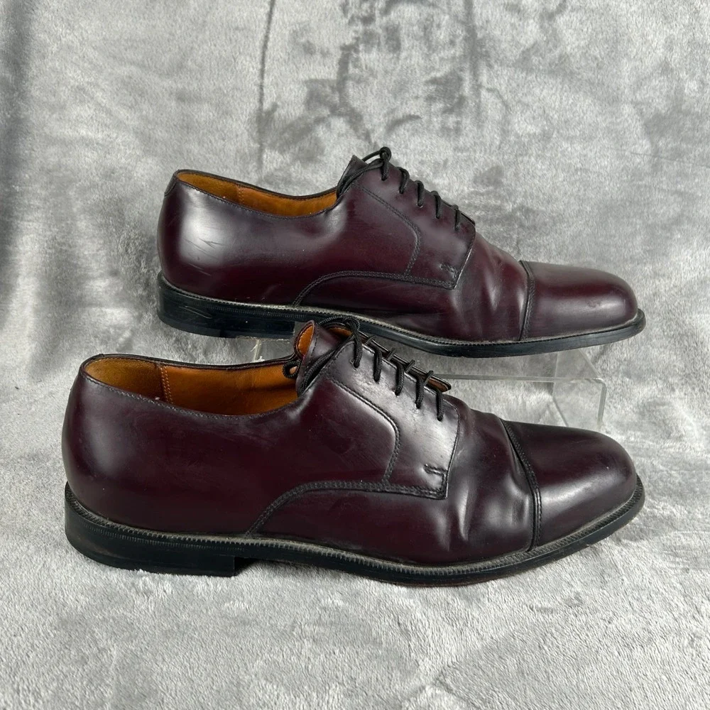 Cole Haan City Mens 11.5 D Burgundy Leather Cap Toe Derby Dress Shoes 837488